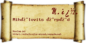 Mihálovits Árpád névjegykártya