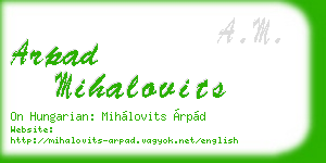 arpad mihalovits business card