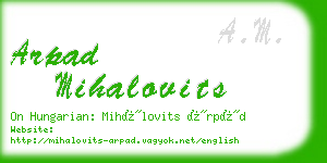 arpad mihalovits business card